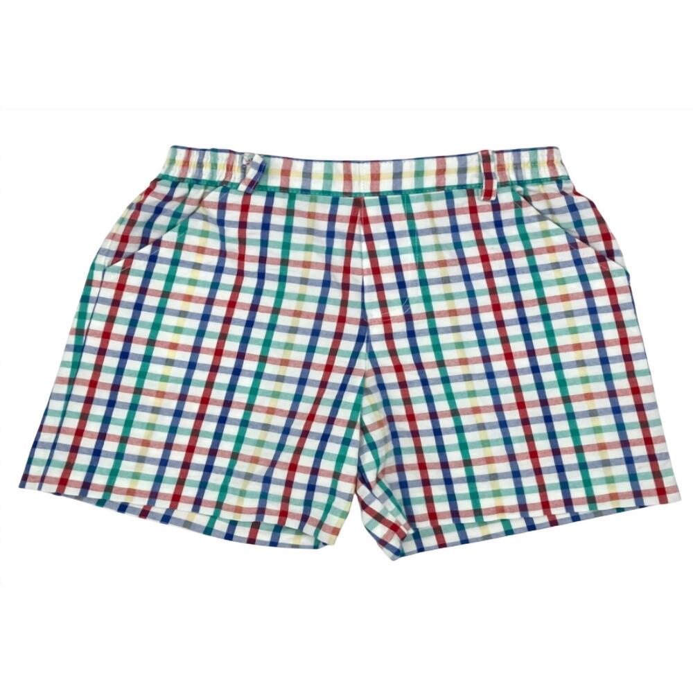 NEW FLORENCE EISEMAN kid's seersucker check short in blue